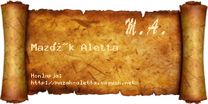 Mazák Aletta névjegykártya